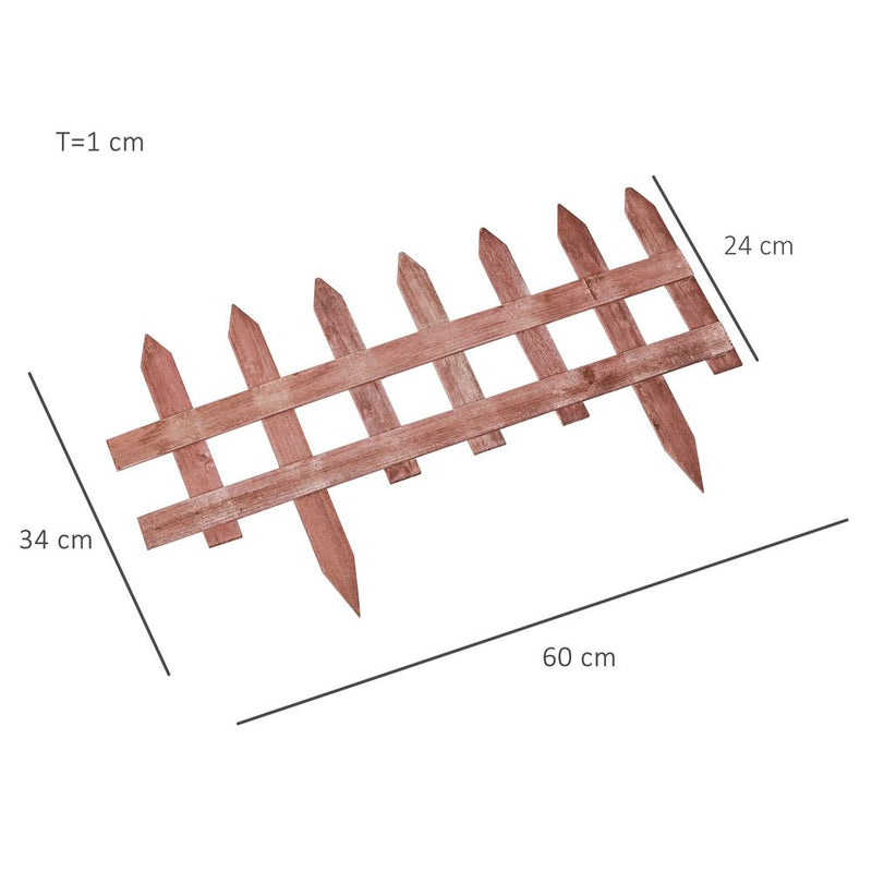 Outsunny 12-Pack Wooden Garden Border Fence - Decorative Picket Style - Brown