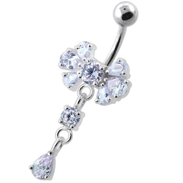 Fancy Flower Jeweled Navel Belly Ring