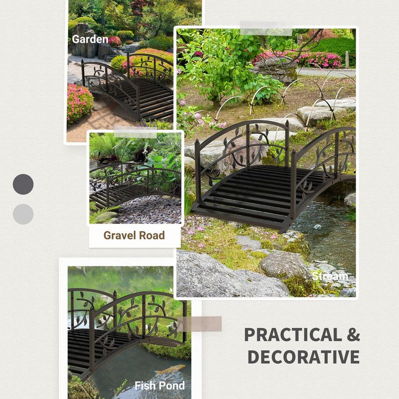 Outsunny 1.2M Classic Arch Bridge for Ponds, Creeks, Streams - Elegant Black Design