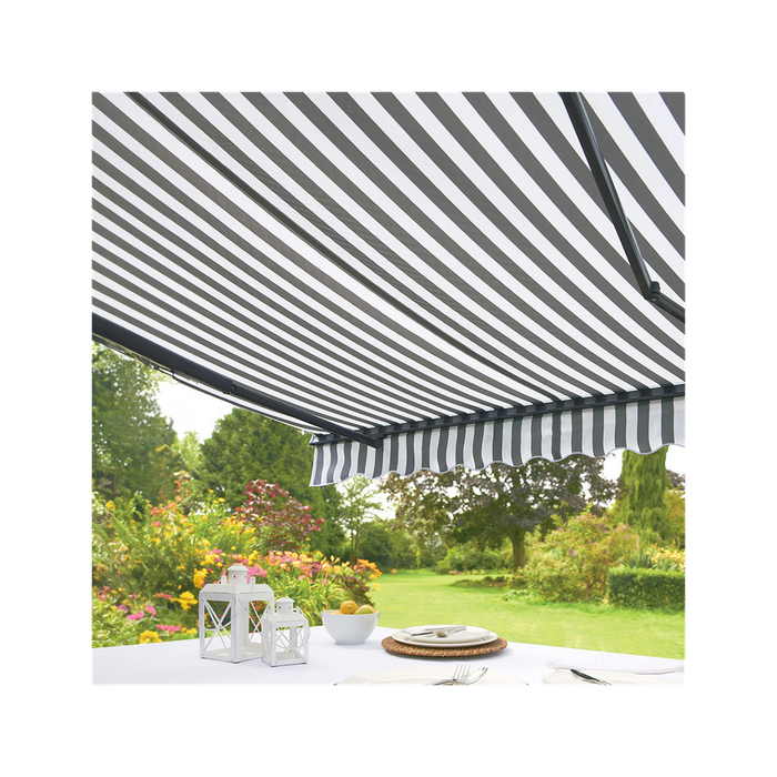 3.5m Kensington Deluxe Easy Fit Grey/White Awning - High Quality Polyester Fabric