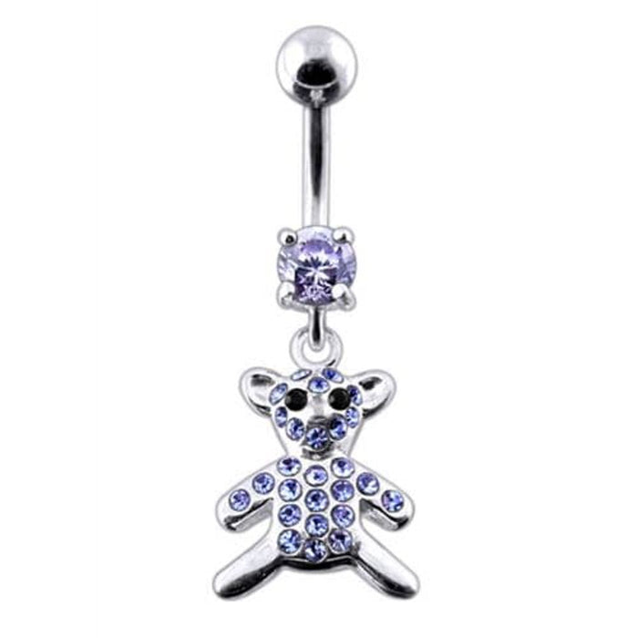 Fancy Jeweled Teddy Bear Dangling Belly Ring