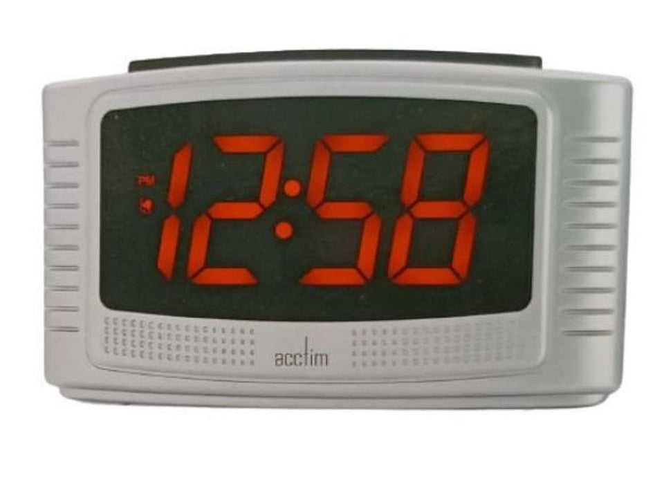 Acctim Vina USB Digital White Alarm Clock 16407 - Compact Size, Red LED Display, USB Powered, Battery Back-Up