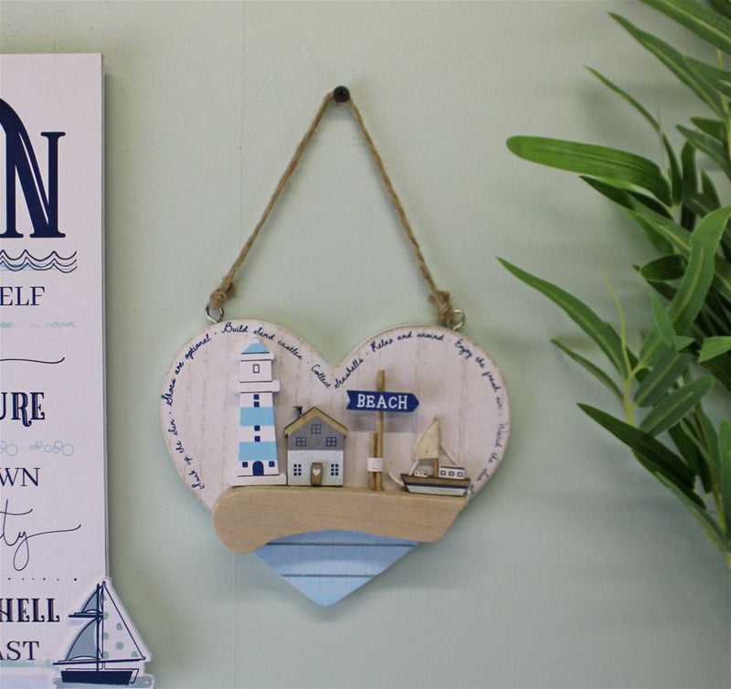Rustic Seashore Heart Plaque: Coastal Decor for Home