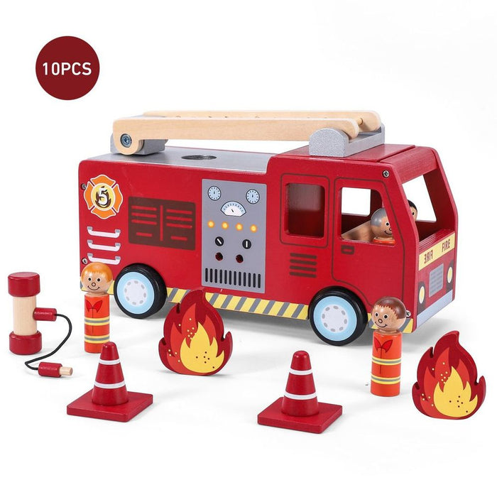 SOKA Wooden Fire Truck Playset - Hours of Active Fun - Certified Quality - Ideal Gift (80 characters)