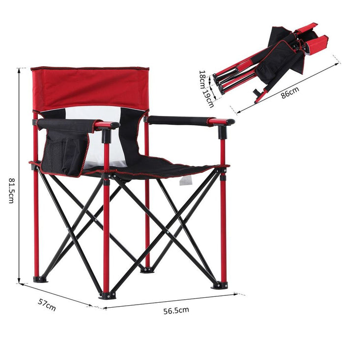 Premium Outdoor Folding Camping Chair- Red, With Cup Holder, Pocket & Backrest. Durable & Portable for Fishing, Festivals & Sports.