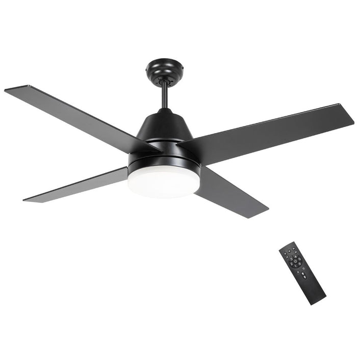 Premium HOMCOM Ceiling Fan w/ Light, Remote - Black & Brown | Best Quality, Reversible Motor, LED Lighting