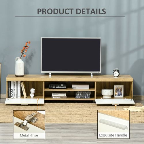 HOMCOM Modern Unit for TV w/ Cabinet Shelf for Living Room - Light Brown