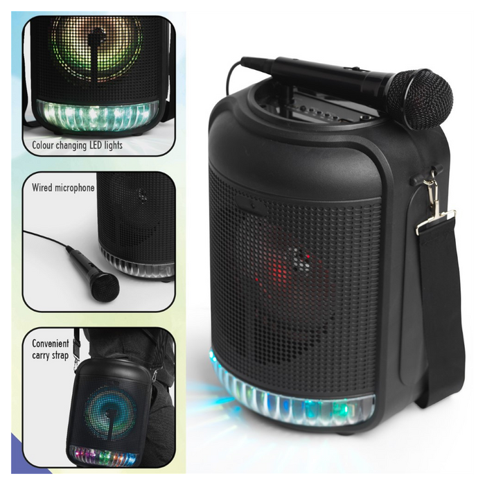 INTEMPO WDS490 LED BLUETOOTH PARTY SPEAKER KARAOKE BLK