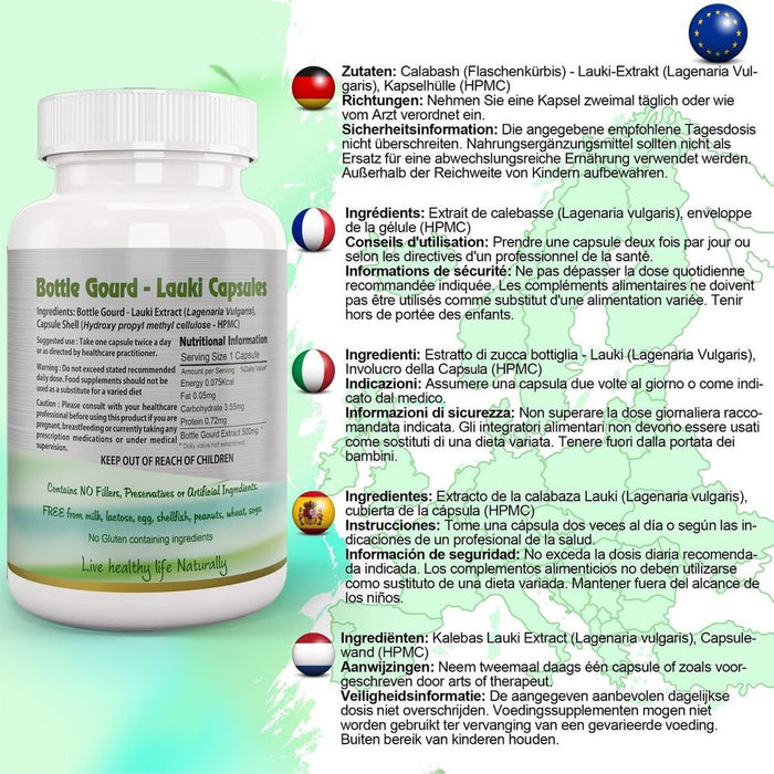 Lauki Calabase Bottle Gourd Capsule: Pure, Natural, Nutrient-Rich Dietary Supplement