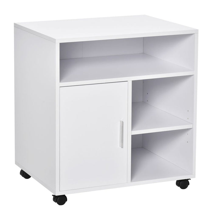 5-Compartment White Printer Stand with Storage - HOMCOM