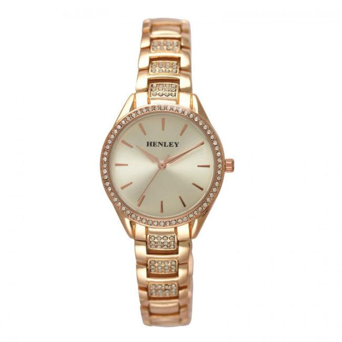 Henley Elegant Silver Sports Dress Watch with Bling Silver Dial & RoseGold Bracelet