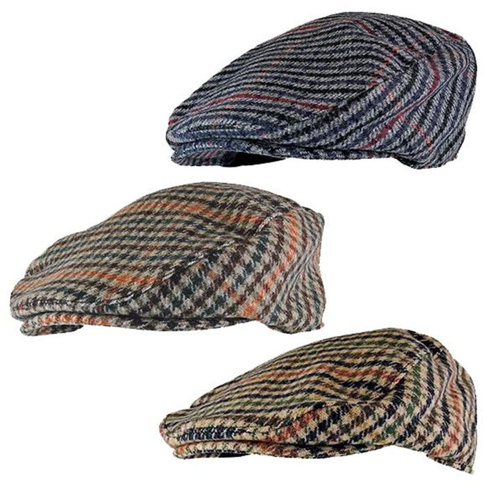 Mens Tweed Checked Flat Cap