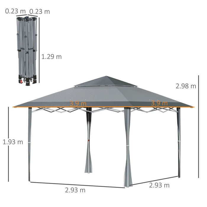 Premium Dark Grey Pop-Up Gazebo: Double Roof, Steel Frame, Roller Bag - Ideal for Outdoor Parties!