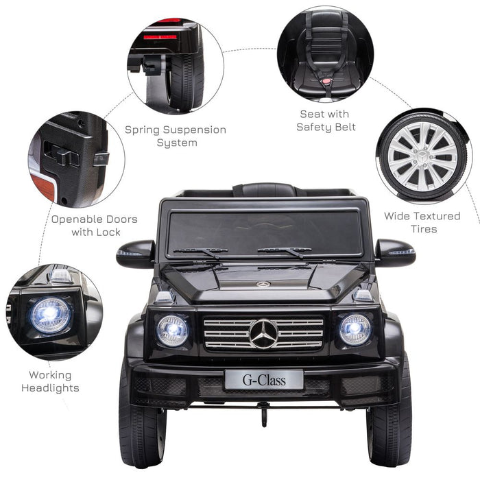 HOMCOM Mercedes Benz G500 Licensed 12V Kids Electric Ride On Car Toy with Parental Remote Control Battery-powered 2 Motors Music Lights MP3 for 3-8 Years Old Black