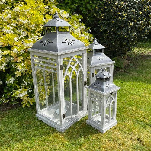 81/62/43CM SET 3 WOODEN LANTERNS