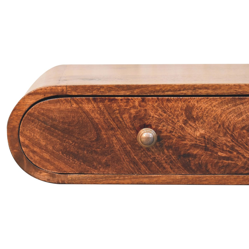 Artisan Furniture Solid Wood Wall Mounted California Walnut Console Table, 2 Drawers, Brown