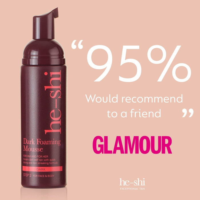 He-Shi Dark Foaming Mousse - Quick Dry Self Tan - Easy to Apply - Professional Quality