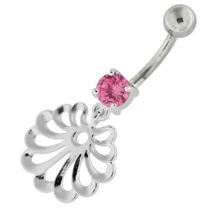 Fancy Jeweled Dangling Single Stone Belly Ring