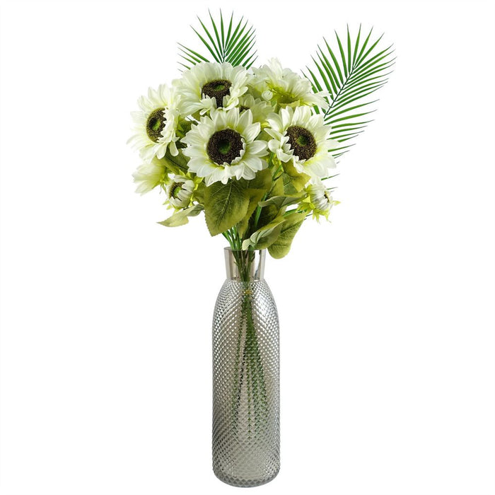 Premium 88cm White Artificial Sunflower - 3 Heads