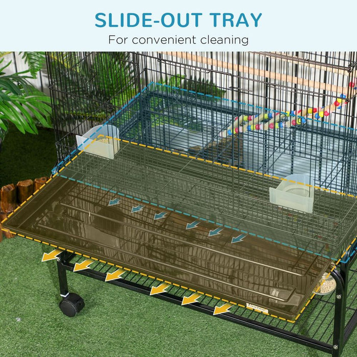 Deluxe Bird Cage: Spacious & Fun With Stand, Wheels, Toys - Ideal for Budgies, Finches, Parakeets