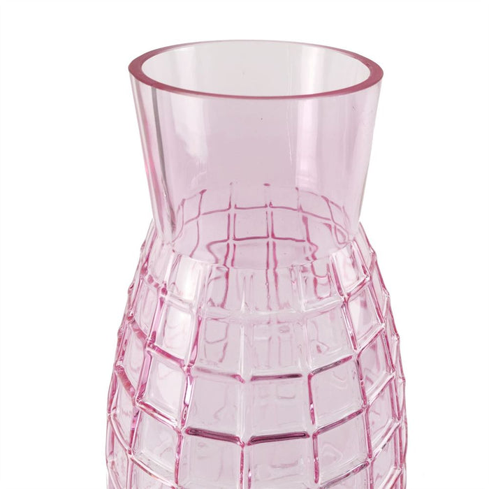 Beautiful 49cm Pink Square Glass Vase: High-Quality, Statement Piece for Real/Artificial Flowers