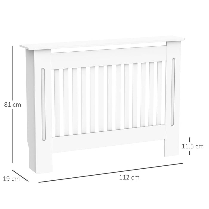 HOMCOM Slatted Radiator Cover Painted Cabinet MDF Lined Grill in White (112L x 19W x 81H cm)