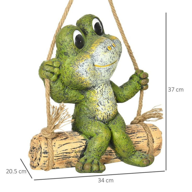 Hanging Frog Swing Garden Statue - Funny Outdoor Ornament, Hand-Painted Sculpture - Best Quality, Great Gift