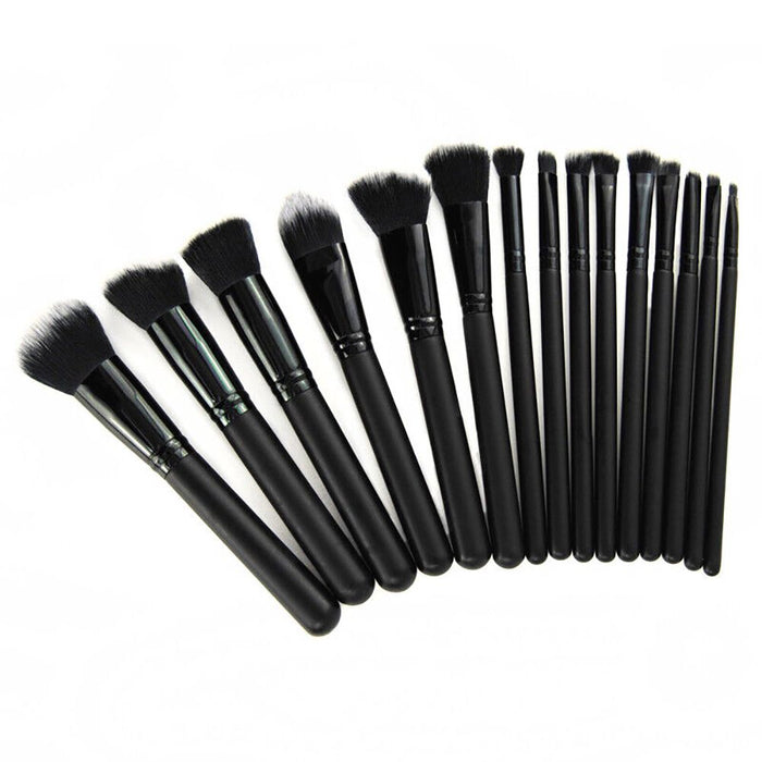 15Pcs Black Make up Brushes Woman Set With Bag Foundation Eyeliner Eyeshadow