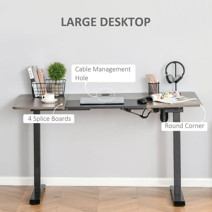 Vinsetto Electric Standing Desk, 140 x 70cm Height Adjustable Sit Stand Desk with 4 Memory Smart Panel, Stand Up Desk for Home Office, Black and Teak