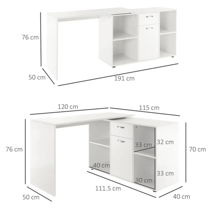 Dual-use Adjustable Large L-Shaped Computer Desk Laptop Workstation Flatwall