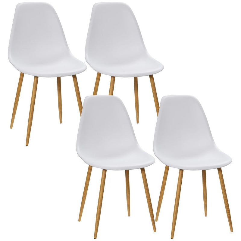 HOMCOM Modern Dining Chairs Set of 4, Kitchen Chairs with Backrest and Steel Legs for for Dining Room, Living Room, White