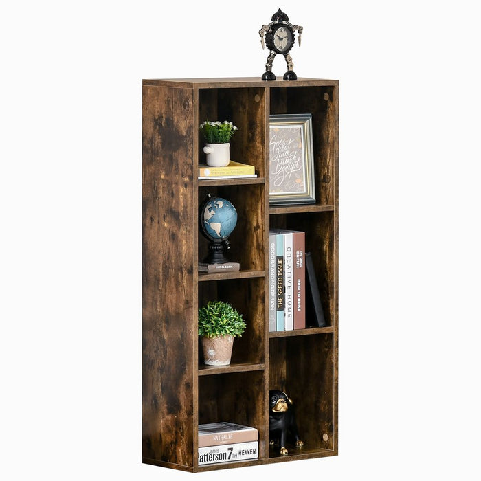 Rustic Brown Bookcase: Industrial Display Cabinet w/ Cube Storage - High Quality & Durable