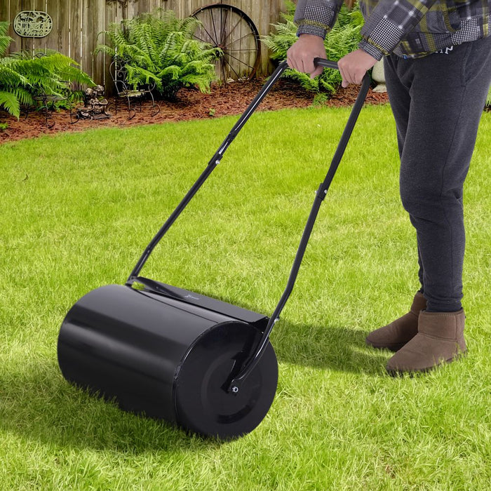 DURHAND 38L Heavy Duty Water or Sand Filled Garden Steel Lawn Roller Drum Φ50cm Black