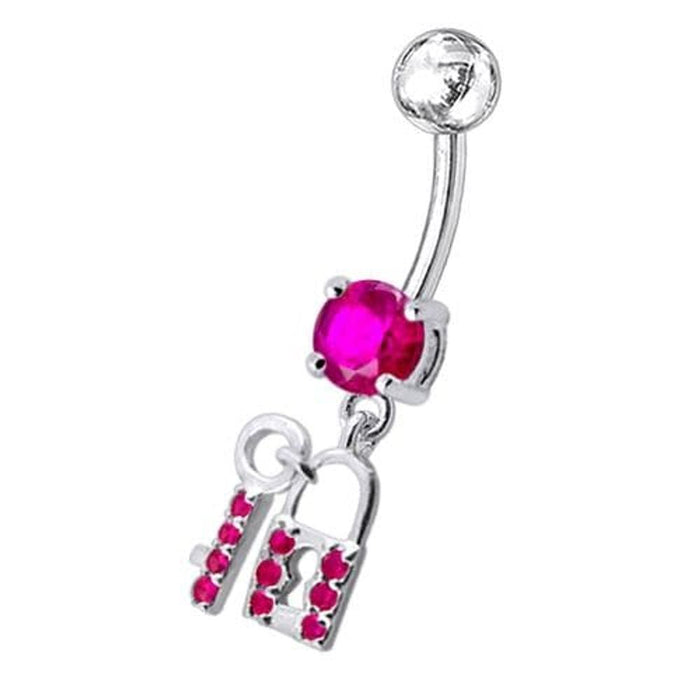 Fancy Jewelled "Lock & Key" Dangling Belly Ring