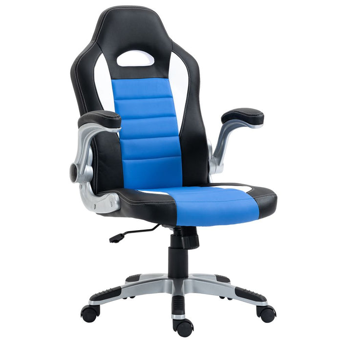 Racing Gaming Chair Height Adjustable Swivel Chair with Flip Up Armrests, Blue