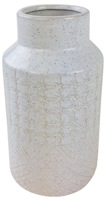 Premium White Star Textured Stoneware Vase - 30cm | Ships Fast!