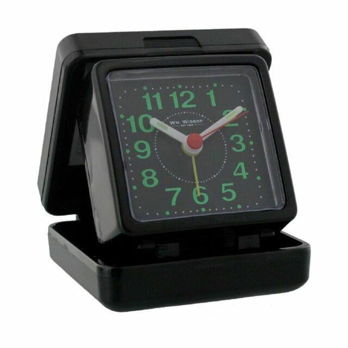 Wm Widdop Quartz Travel Alarm - Black case/dial