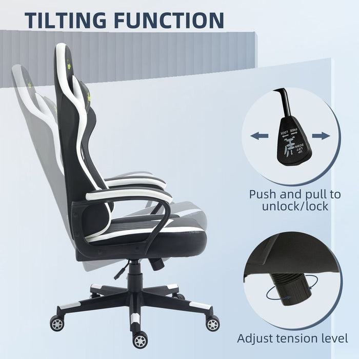 Vinsetto Racing Gaming Chair - Lumbar Support, Black/White - High Quality