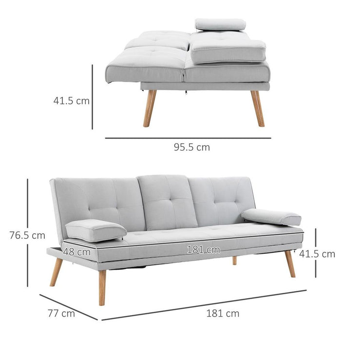 HOMCOM 3 Seater Sofa Bed | Scandi Style | Recliner | Adjustable Back | Middle Table