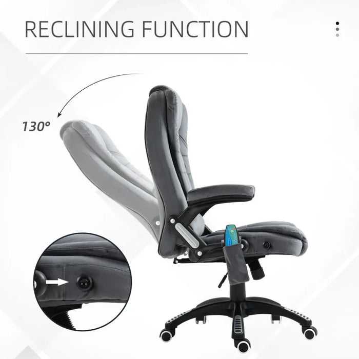 Premium Massage Reclining Chair - Executive Grey - Heating - Relaxing Headrest