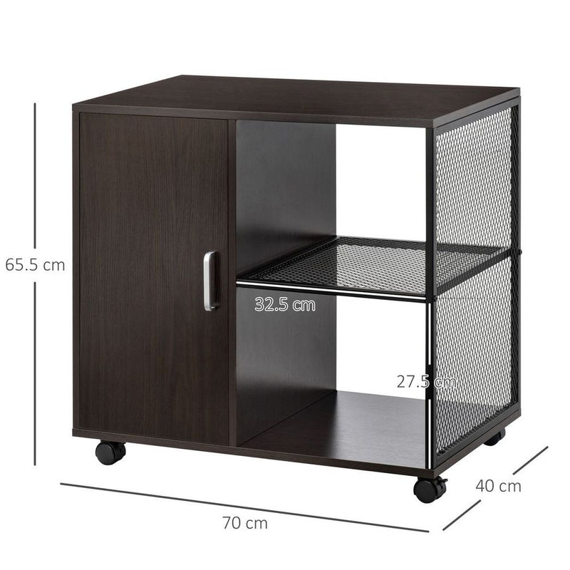 HOMCOM Printer Stand Home Office Mobile Cabinet Organizer with Castors, Door