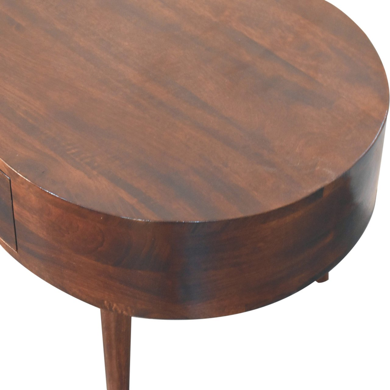 Artisan Furniture Solid Wood California Walnut Rounded Coffee Table, 2 Drawers, Dark Brown