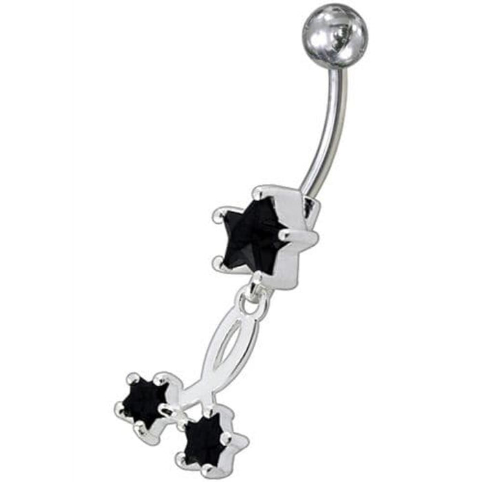 Fancy Standing Star Jeweled Dangling Navel Ring