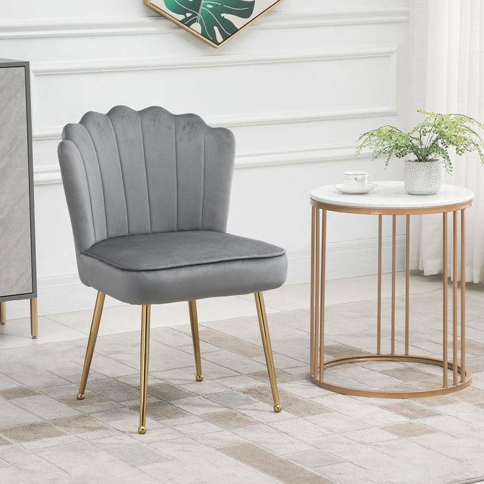 Velvet-Feel Shell Luxe Accent Chair - Grey