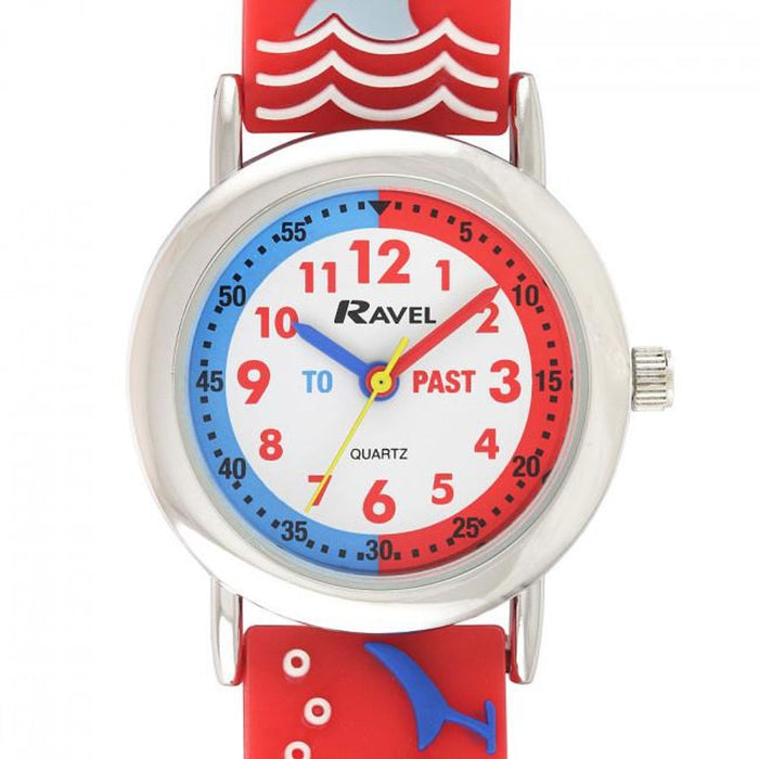 Ravel 3D Cartoon Time Teacher Watch | Shark | Children's Boys & Girls | High Quality | Soft Silicon Strap | R1513.87