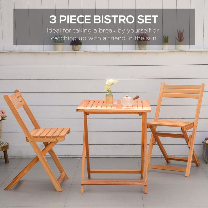 Premium Teak 3Pcs Garden Bistro Set – Folding Outdoor Chairs & Table