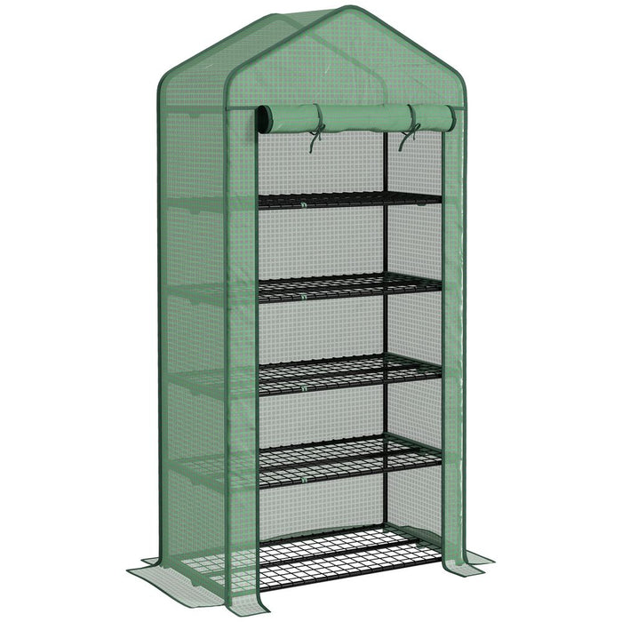 Outsunny Widened Mini Greenhouse 5 Tier Green House, 193H x 90W x 49Dcm, Green