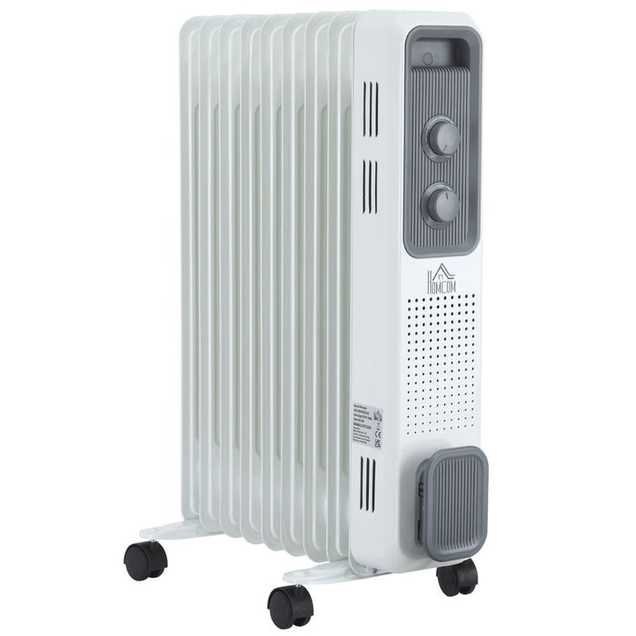 High-Power 2180W Oil Filled Radiator, 3 Settings, Safe Power-Off, 9 Fins Radiator