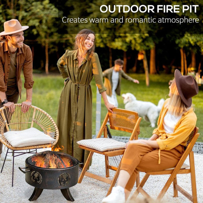 Outsunny Outdoor Fire Pit - Firebowl with Screen Cover & Poker - Perfect for Patio & Backyard - High Quality