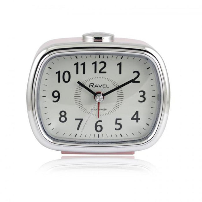 Ravel Pink/Silver Quartz Alarm Clock - Clear Dial, Easy to Read, Beep Alarm, Snooze